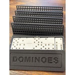 Premium Dominoes Set | Complete Double-6 Game Storage Box Player Trays | Durable